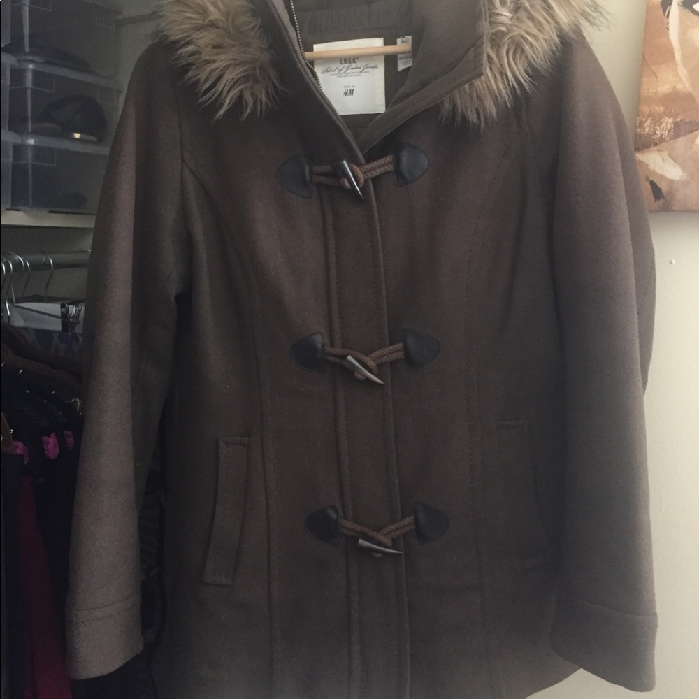 Olive Hooded Pea Coat